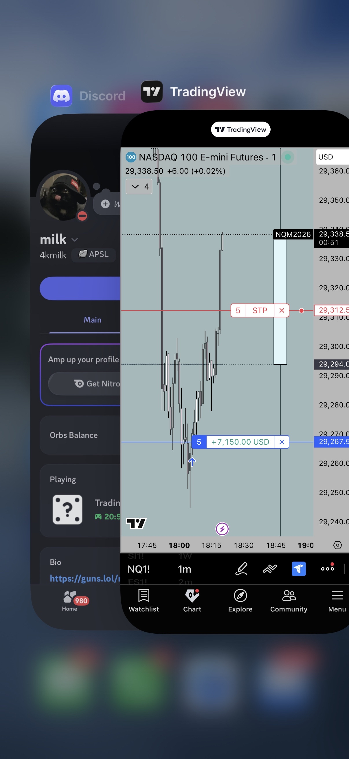 NQ long +$7,150